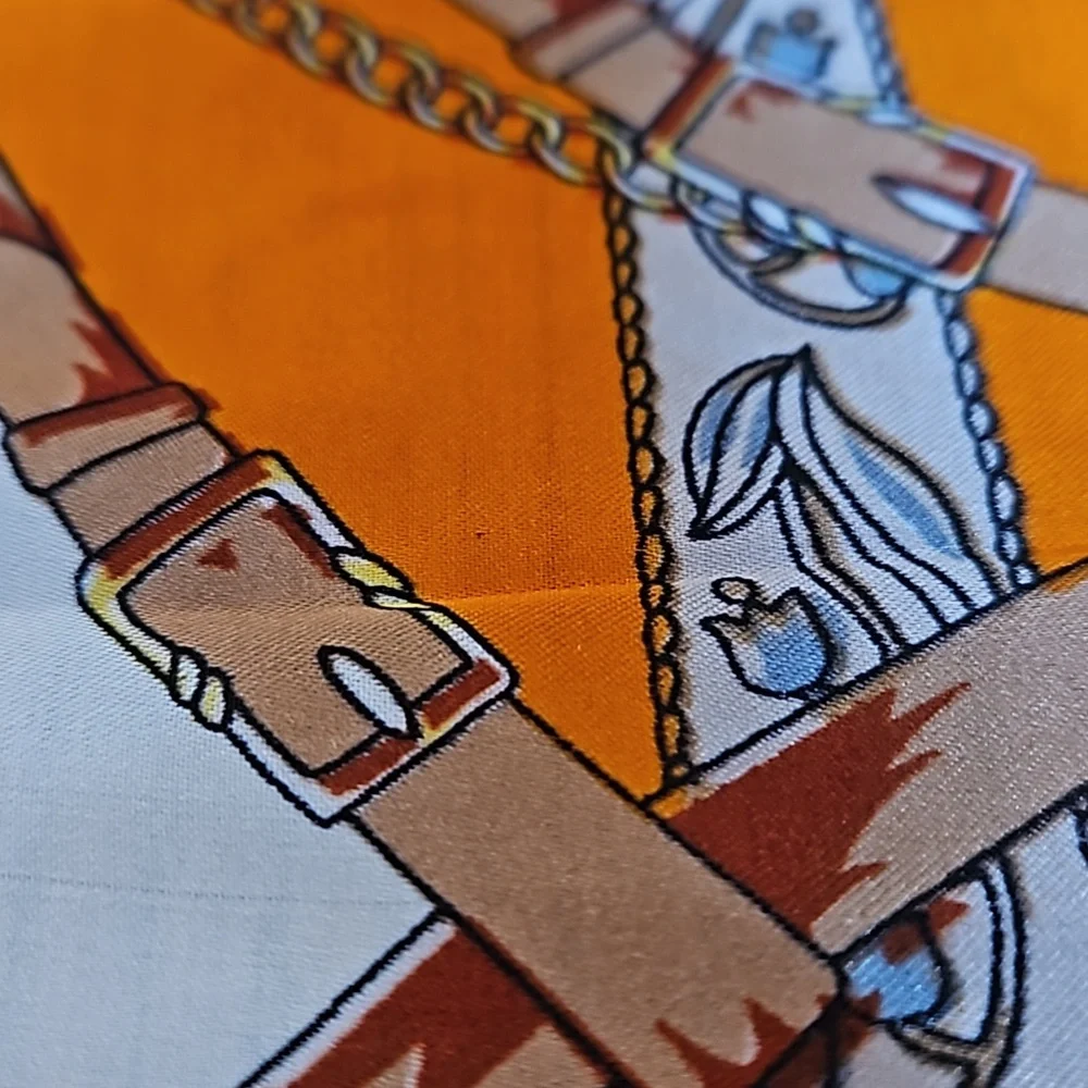 NWOT square orange chain strap scarf